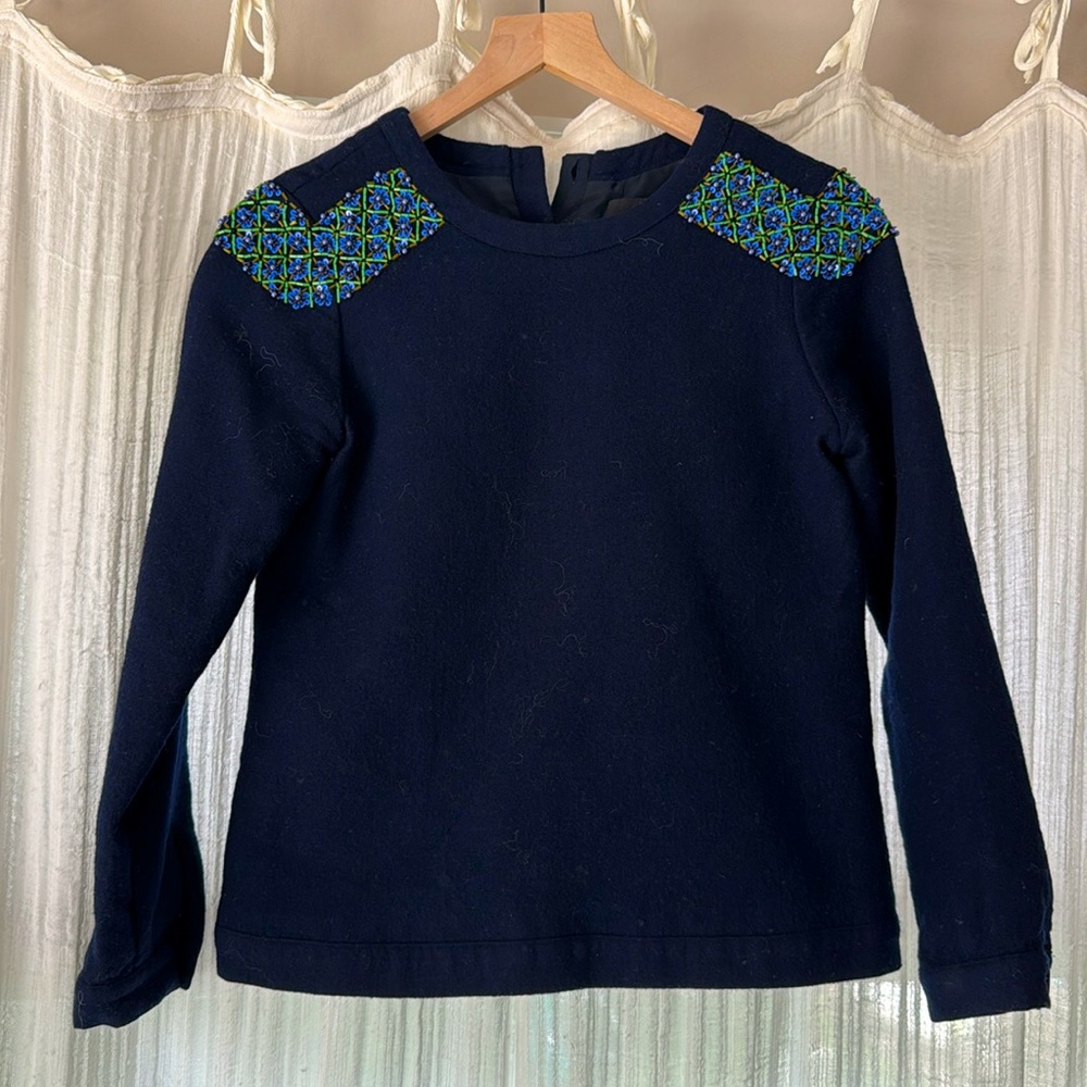 J. Crew Collection Beaded Wool Top - Picture 2 of 10